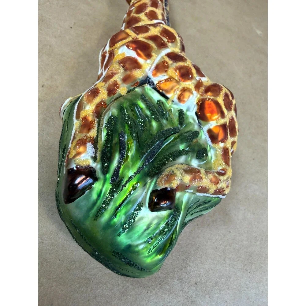Vintage Slavic Treasures Glass Giraffe Christmas Ornament Poland Handmade 2001